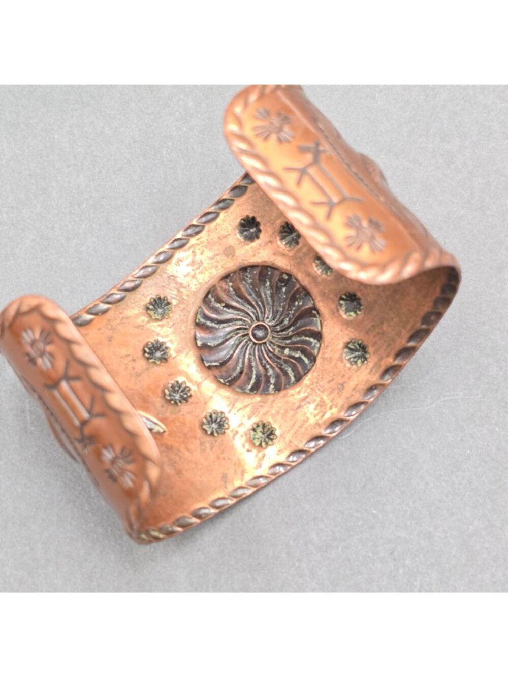 Vintage Bell Trading Post Extra Wide Copper Cuff Bracelet 6.75" Southwestern - Picture 8 of 15